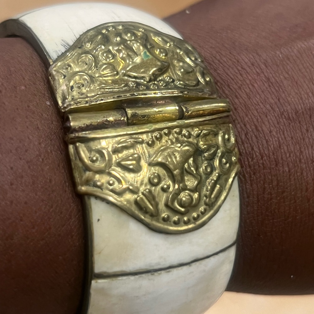 Bone and Brass Cuff Bracelet